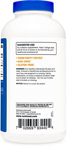 Óleo de Peixe 1000mg (560mg de Ômega-3), 240 Cápsulas (2 Frascos) – Alta Qualidade - Nutricost