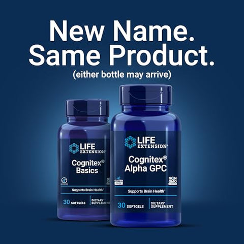 Cognitex Alpha GPC – Fosforilcolina de Alfa-Gliceril, Fosfatidilserina, Extrato de Mirtilo – Saúde Cognitiva Fortalecida – Livre de Transgênicos, Sem Glúten - Life Extension