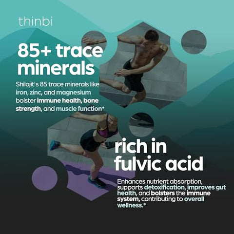 Artnaturals - Thinbi Pure Himalayan Shilajit 10000mg – Cápsulas Orgânicas de Máxima Potência 90 Unidades com Ácido Fúlvico