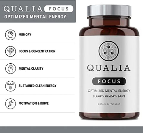 NEUROHACKER COLLECTIVE - Qualia FOCUS – Suplemento Potente para Energia Mental, Alerta e Concentração | Nootrópico Desenvolvido para Oferecer Energia Mental Sustentada | Marca Qualia