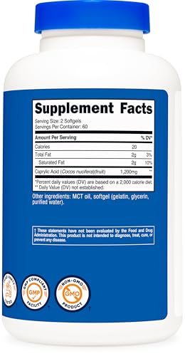 Ácido Caprílico 1200mg, 120 Cápsulas – Compre Agora! - Nutricost
