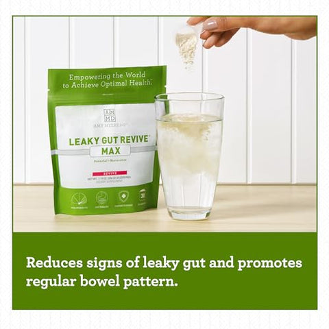 Amy Myers MD - Dr. Amy Myers Leaky Gut Revive MAX Powder – Pó Potente de L-Glutamina para Suporte a Constipação, SII, Diarreia, Inchaço, Gases, SIBO – Suplemento à Base de Plantas