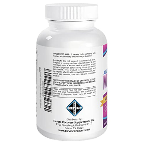 Elevate Recovery Supplements - Complexo Multimineral de 3 Meses Sem Ferro (Fórmula All-in-1) – Minerais Traços – Suplementos Minerais – Alta Potência Multiminerais – 180 Comprimidos