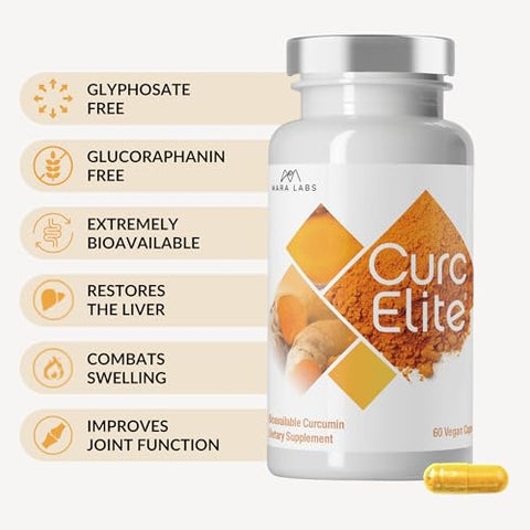 BrocElite - Mara Labs CurcElite Curcumina | Extrato de Cúrcuma 95%% Curcuminoides | Vegano, Sem Preenchedores e Não-OGM | 30 Porções