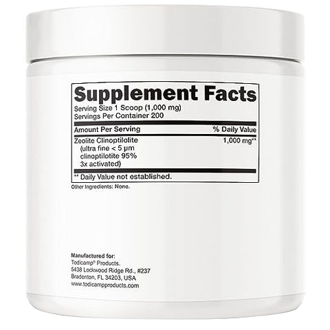 TODICAMP - Sorbolit Zeolite Detox Powder – Pó de Zeólita Clinoptilolita Sorbolit 1-2 µm – Suplemento em Pó para Desintoxicação do Fígado – Fornecimento de 200 Dias