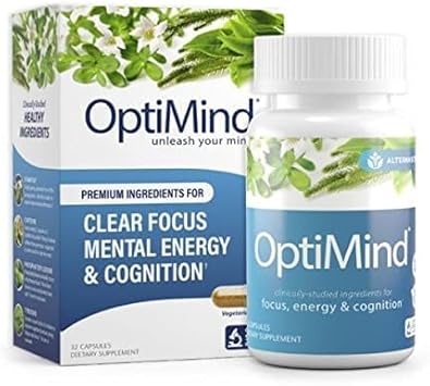 Suplemento Potencializador Cerebral | Aumente Foco e Cognição, Melhore Retenção, Energia Sustentável | Ingredientes Clinicamente Estudados, Bacopa, Tirosina, Huperzine A | Marca Optimind - Optimind