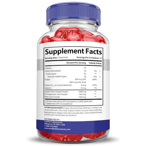 Justified Laboratories - (5 Pacotes) Gomas Keto Thrive Keto ACV Extreme 2000MG – Gomas Keto Thrive Keto de Vinagre de Maçã Formuladas com Suco de Romã e Beterraba em Pó B12 Vegan Non GMO 300 Gomas
