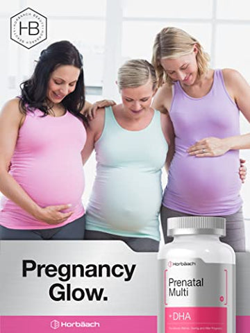 Prenatal Multivitamínico para Mulheres com DHA, Ferro e Ácido Fólico | 90 Softgels | Não-OGM - Horbäach