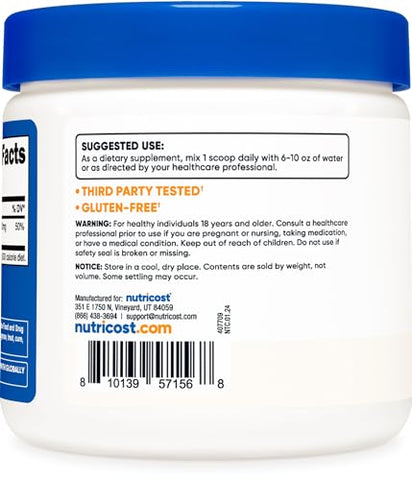 Magnesium Glycinate em Pó (250g) – Sabor Neutro - Nutricost