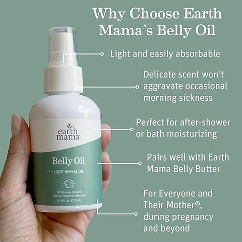 Óleo de Barriga Earth Mama para Pele Seca | Óleo Hidratante de Calêndula para Cuidados com a Pele, Estimula a Elasticidade Natural e Ajuda a Prevenir Estrias Durante a Gravidez e Pós-Parto, 4 ml