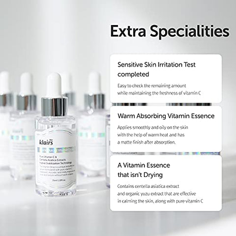 DearKlairs] Freshly Juiced Vitamin Drop – Soro de Vitamina C Pura 5%, 35ml, Potente Rejuvenescedor Facial, Antioxidante para o Rosto