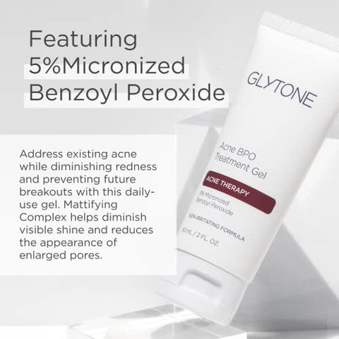 Glytone Tratamento Gel para Acne BPO – Com 5% de Peróxido de Benzoíla de Liberação Gradual – Gel Hidratante Matificante – Sem Fragrância