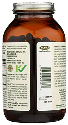 Flora - FLORA – Óleo Omega 369 Udo’s Choice, Cápsulas Vegetarianas, 180 Unidades, 61582