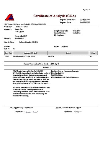 Nature's Fusions - Nutri L Suplemento de Ergotioneína com Complexo de Cogumelos Orgânicos – 5mg L-Ergotioneína