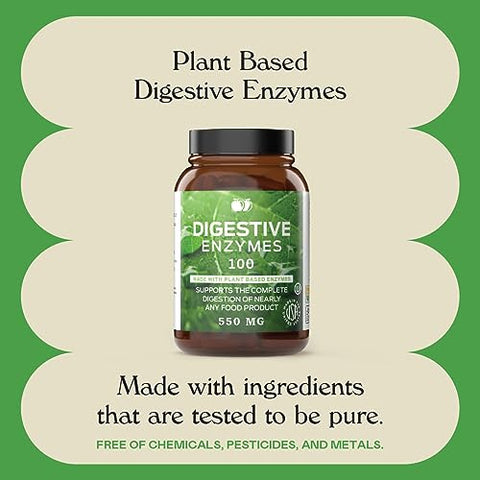 Complete Natural Products - Superalimento Natural à Base de Plantas – Enzimas Digestivas, Probióticos, Amilase, Bromelina, Lipase – 100 Cápsulas 600mg