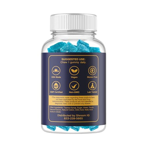 Shroom IQ - Suplemento Cerebral para Memória e Concentração – Gomas Nootrópicas para Saúde Mental e Estimulante Cerebral