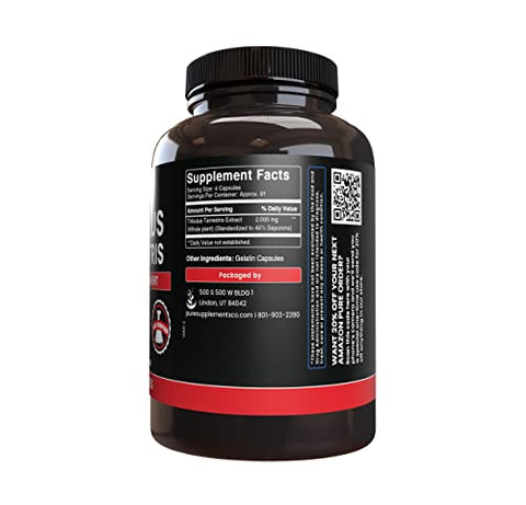 PURE ORIGINAL INGREDIENTS - Tribulus Terrestris Puro com Ingredientes Originais, Sem Preenchedores de Magnésio ou Arroz, Sempre Puro, Verificado em Laboratório (365 Cápsulas)