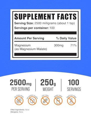 com Magnésio Malato em Pó – Suplemento de Magnésio, 400mg de Magnésio Malato – Puro - BulkSupplements