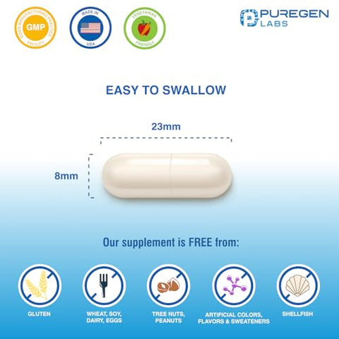 P Puregen Labs - Suplemento de Bicarbonato de Potássio Puregen Labs 1020 mg | Livre de Transgênicos | Sem Glúten | Fabricado nos EUA | 240 Cápsulas Vegetarianas