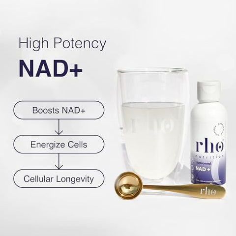 Rho Nutrition - Liposomal NAD – Suplemento Líquido de Alta Absorção de NAD – Alternativa NMN ou Ribosídeo de Nicotinamida – Suporta Longevidade Celular, Envelhecimento Saudável, Metabolismo Energético