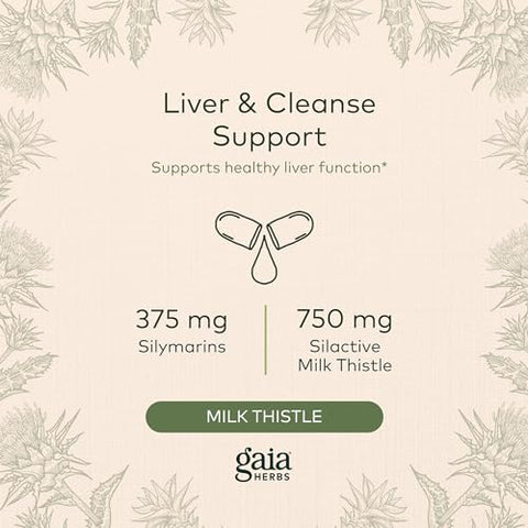 Milk Thistle – Suplemento para o Fígado – 60 cápsulas – 500mg - Gaia Herbs