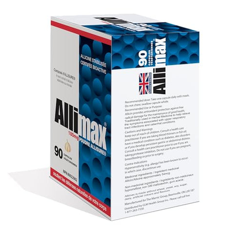 180mg 90 Cápsulas – Suplemento de Alho Allicin para Fortalecer a Imunidade do Corpo. Contém Allicin Bioativo Estabilizado e Potente, Extraído de Fontes Limpas - ALLIMAX