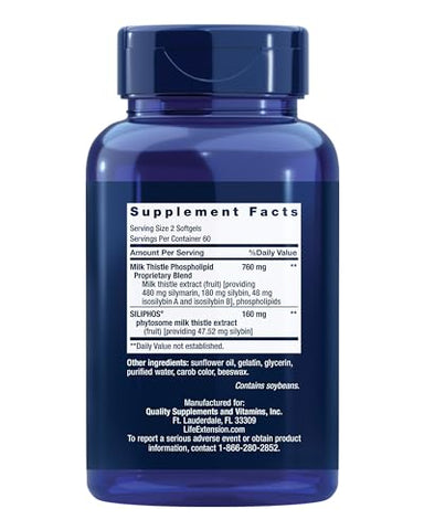 Advanced Milk Thistle – Com Silybin, Fosfatidilcolina e outros Fosfolipídios – Para Saúde do Fígado e dos Rins - Life Extension