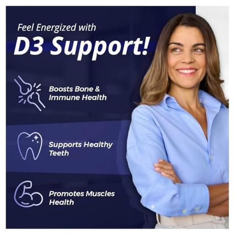 Vitamina D3 5000 UI – 125 mcg, Suplemento de Alta Potência para Saúde Óssea, Dental, Articular, Mamária, Cardíaca e Imunológica* 120 Unidades - WOW Supplements