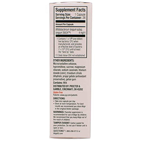 Probióticos, Suplemento Probiótico para Saúde Digestiva Diária, 28 cápsulas, #1 Probiótico Recomendado por Gastroenterologistas (Embalagem Pode Variar) - Align