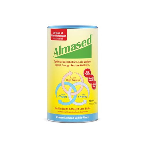 Kit Inicial Shake Substituto de Refeição para Emagrecimento – Pó de Proteína – Sabor Amêndoa Baunilha – 2 Latas de 500g + Garrafa Medidora - Almased