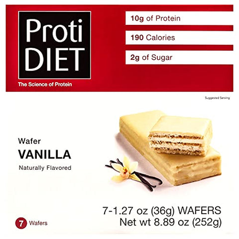 ProtiDIET - ProtiDiet Barras de Wafer de Baunilha com Alto Teor de Proteína, 10g Proteína, Baixa Caloria, Baixo Açúcar, Baixo Carboidrato, Aspartame