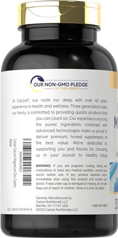 Cálcio Magnésio Zinco com Vitamina D3 e Boro | 300 Cápsulas | Suplemento Vegetariano, Não-OGM - Carlyle