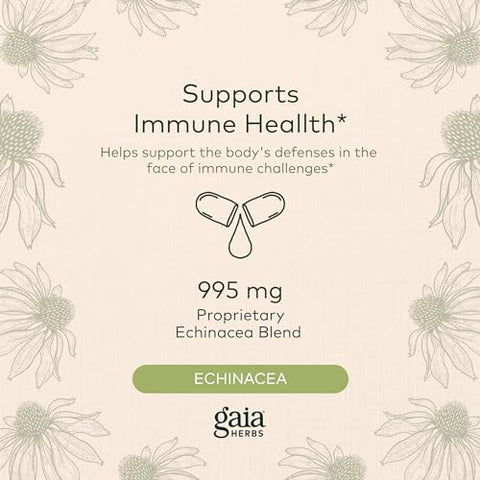 Echinacea Supreme – Suporte Imunológico – Mistura de Echinacea Purpurea e Echinacea Angustifolia para Fortalecer o Sistema Imunológico – 30 Cápsulas Líquidas Veganas de Fitoterapia (15 Dias) - Gaia Herbs