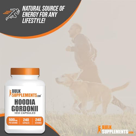 com Cápsulas de Hoodia – Extrato de Hoodia Gordonii, Cápsulas de Extrato de Hoodia – Suplemento Herbal, Sem Glúten, 1 Cápsula por Porção, 240 Cápsulas Vegetais (Embalagem de 1) - BulkSupplements