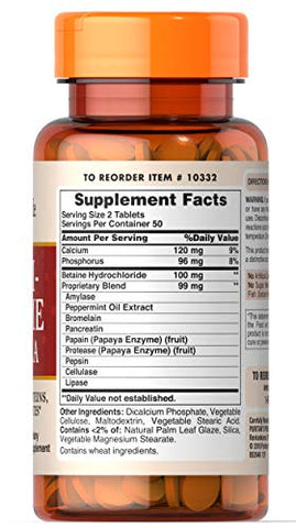 Puritan's Pride - Puritan’s Pride – Digestive aid for proteins, fats and carbohydrates – 100 tablets
