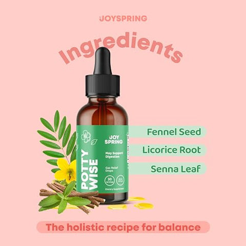 Potty Wise Alívio da Constipação para Crianças – Alívio Natural da Constipação para Crianças – Laxantes Herbais Suaves para Constipação – Vegano – Conforto e Felicidade para Crianças - JoySpring