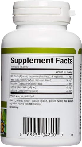 HerbalFactors by Natural Factors – Cápsulas de Cardo Mariano, Dente-de-leão e Cúrcuma para a Saúde do Fígado – 90 cápsulas (90 porções)