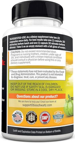 BioSchwartz - Garcinia Cambogia – Pílulas de Emagrecimento de Alta Potência – Supressor de Apetite – Marca Líder