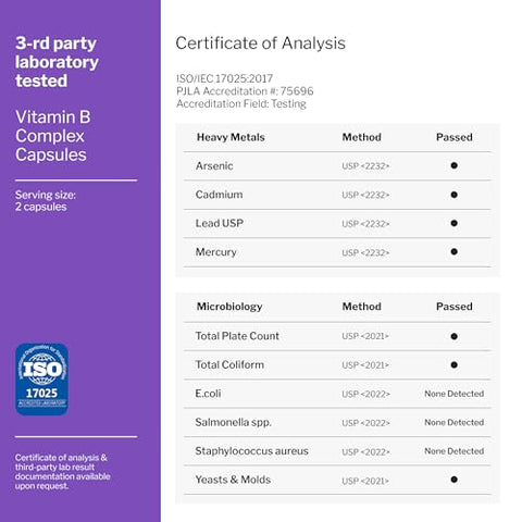 S RAW SCIENCE - Complexo de Vitaminas B em Cápsulas – B1 B2 B3 B5 B6 B7 B9 B12, Biotina, Ácido Fólico, Vitamina C para Energia