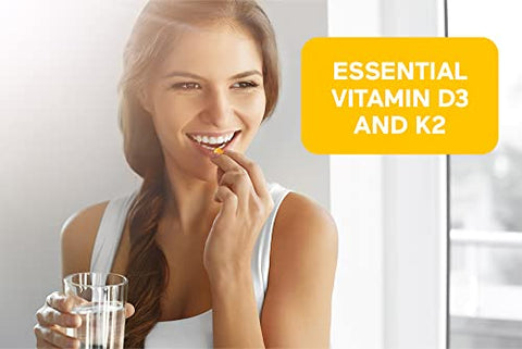 SMARTERNUTRITION - Vitamina D3 à base de plantas para suporte imunológico com complexo vegano de K2 em uma cápsula vegetal – Inclui 5.000 UI de vitamina D para impulsionar a imunidade e saúde óssea completa