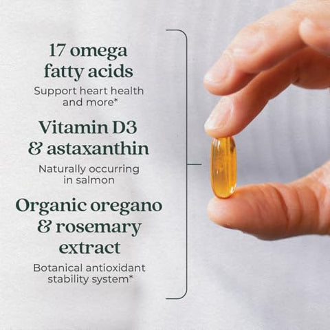 Óleo de Salmão Selvagem do Alasca Wholemega da New Chapter – Ômega-3, Vitamina D3 e Astaxantina – 120 cápsulas de 1000mg