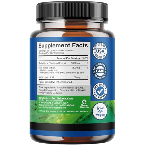 Natural Vore - Melhor Suplemento de Glutationa – Benefícios Naturais de Clareamento da Pele e Anti-Envelhecimento com Redução de Comprimidos de L-Glutathione para Homens