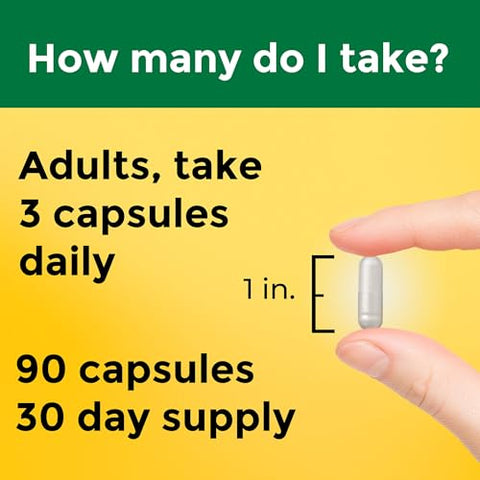 Magnésio Glicinato de Alta Absorção 300mg por 3 Cápsulas, Suporte Muscular, Cardíaco, Nervoso e Ósseo, 90 Cápsulas de Bisglicinato de Magnésio, 30 Dias - Nature Made