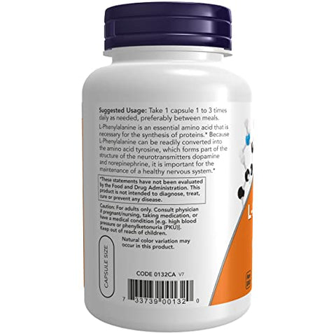 L-Phenylalanine 500mg – 120 Cápsulas (Pacote com 2) – Aumente sua energia e bem-estar com este aminoácido essencial! - NOW Foods