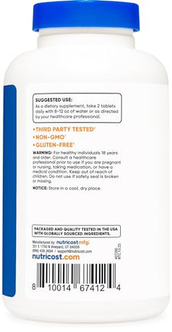 MSM Tablets 2000mg por Porção, 120 Porções, 240 Comprimidos – Livre de OGM e Glúten - Nutricost