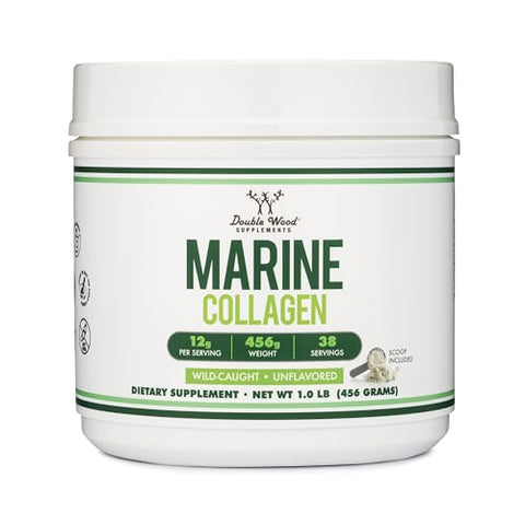 Pó de Colágeno Marinho (454g / 16oz de Peptídeos de Colágeno Marinho de Dissolução Rápida) Selvagem, Sem Sabor, Micronizado – Inclui Medidor, Sem Aditivos (38…) - Double Wood Supplements