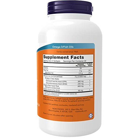 Suplementos, Red Omega™ com CoQ10 30 mg e Óleo de Peixe Ômega-3, Suporte Cardiovascular*, 180 Softgels - NOW Foods