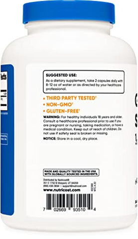 Glucosamina Sulfato 750mg, 240 Cápsulas (2 Frascos) (1500mg Por Porção) - Nutricost