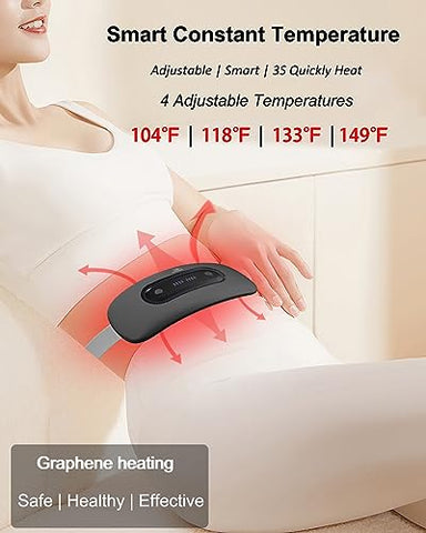 Flyhorse - Aquecedor Elétrico Portátil para Menstruação com 4 Níveis de Calor e 4 Modos de Massagem, Envoltório de Aquecimento Rápido para Alívio de Cólicas e Dor nas Costas