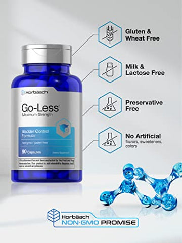 Go Less – Controle da Bexiga | 90 Cápsulas | Máxima Potência para Mulheres e Homens | Não-OGM - Horbäach